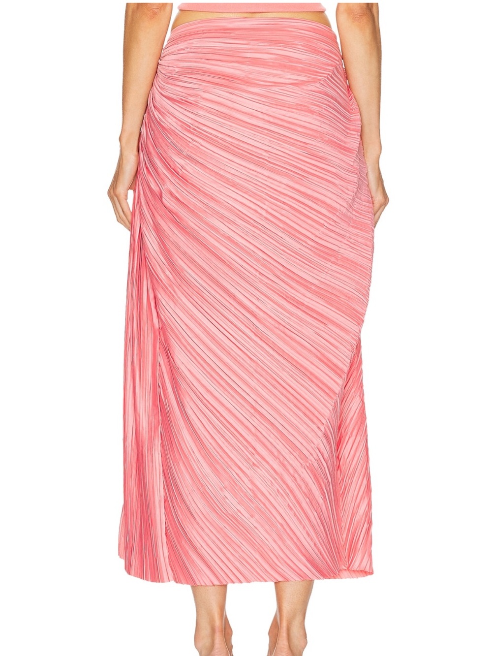 cult gaia Pink Diagonal-Pleat Maxi Skirt